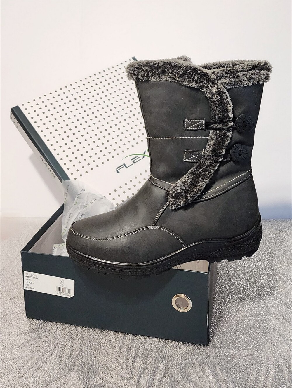 Spring Step Flexus Winter & Rain Fur-Trim Boots 9 Arctic B